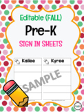 Editable Pre-K Fall Sign In Template