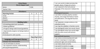 Preview of Editable Pre-K, Preschool, Junior Kindergarten Report Card