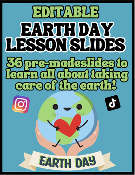 Preview of Editable Pre-Made Earth Day Lesson Slides