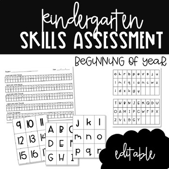 Preview of Editable PreK, Kindergarten, 1st Grade Beginning of Year Skills Assessment