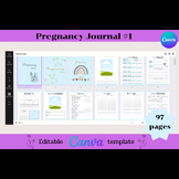 Editable Pregnancy Journal Canva Template - 97 Pages