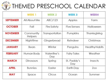 Editable Preschool Curriculum Calendar and Lesson Plan Template | TPT