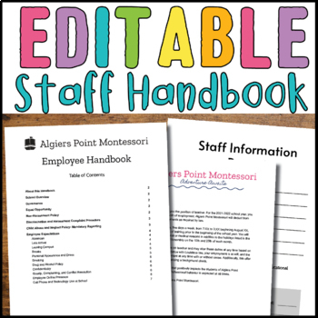 Preview of Editable Preschool/Daycare Staff Handbook, Teacher Contract, Employee Paperwork