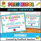 Editable Preschool Diploma Certificate Template with Cute 