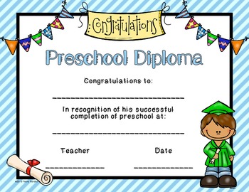 Editable Preschool Graduation Diplomas by Pooky Pandas | TpT