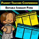 Editable Preschool Parent Teacher Conference Summary and T