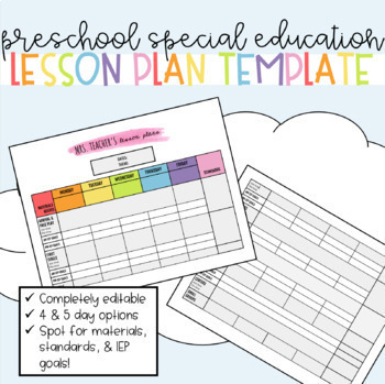 Preview of Editable Preschool Special Education Lesson Plan Template