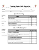 Editable Preschool Student Skills Observation Form (Word D