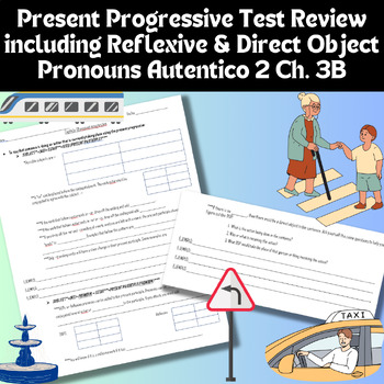 Preview of Editable Present Progressive with Pronouns Review for test, Autentico 2 Ch. 3B