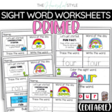 Editable Primer Sight Word Morning Work Worksheets