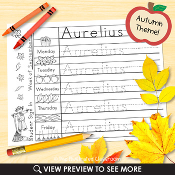 Morning Work Name Writing Practice Sign In Sheets - Fall Theme | TpT