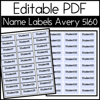 Preview of FREE Editable & Printable Auto-fill Name Labels (5160)