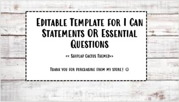 Preview of Editable/Printable Cactus and Shiplap Objective Posters