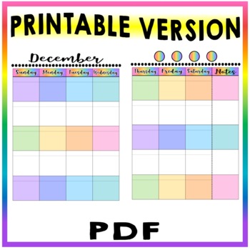 editable printable monthly calendar sunday to saturday colorful