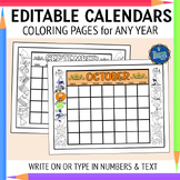 Editable Printable Monthly Calendars Coloring Pages