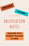 Editable & Printable Observation Notes Template - perfect 