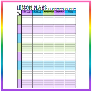Editable & Printable - Weekly Lesson Plan Format - 8 Rows - PURPLE BLUE ...