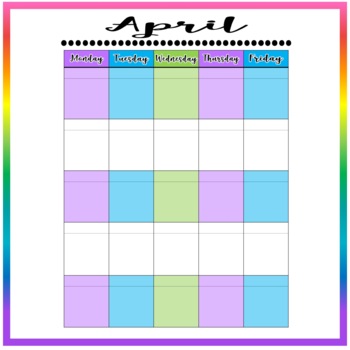 Editable & Printable - Monthly Calendar - Monday to Friday ...