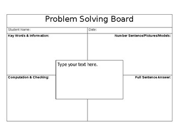 Preview of Editable Problem Solving Board/Mat