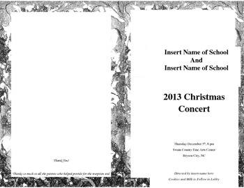 Preview of Editable Program for Christmas Concert Chorus or Band
