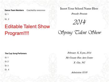 Preview of Editable Program for Spring Talent Show or Concert
