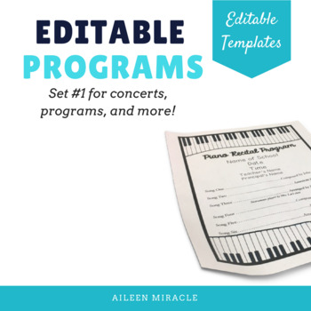 Preview of Editable Music Programs {Templates for programs, concerts, plays, and more}