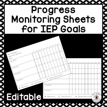 Preview of Editable Progress Monitoring Sheets for IEP Goals