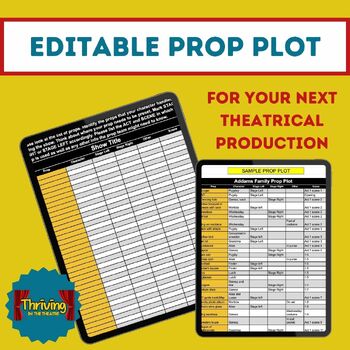 Preview of Editable Prop Plot - For Theatre Productions, Drama, Theatre, Production Tools