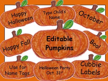 Preview of Editable Pumpkin Fall Labels