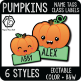 Editable Pumpkin Name Tags, Halloween Cubby Name Plates, Fall Classroom Decor