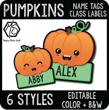 Preview of Pumpkin Name Tags, Halloween Cubby and Locker Labels
