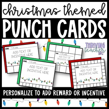 Preview of Editable Punch Cards for Rewards or Incentives | Christmas Themed