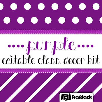 Preview of Editable Purple Color Scheme Class Decor Kit