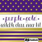 Editable Purple Gold Color Scheme Class Decor Kit