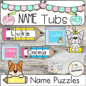 Preview of Editable Puzzles Write My Name / Spell My Name Writing Centers / Bins / Tubs