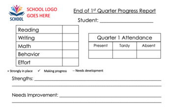 Preview of Editable Quarterly Progress Report template