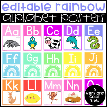 Preview of Editable Rainbow Alphabet Posters