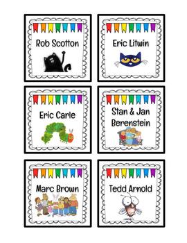 Preview of Editable Rainbow Author Book Bin Labels 