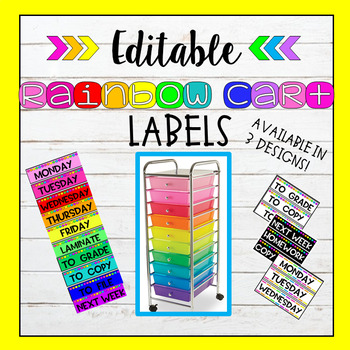 Preview of Editable Rainbow Cart Labels
