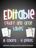 Editable Rainbow Circle and Square Labels