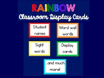 Editable Rainbow Class Display Cards for Word Wall, Sight Words ...