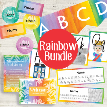 Preview of Editable Rainbow Classroom Decor Bundle Value Pack