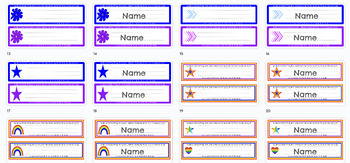 Preview of Editable (Rainbow Colors) Name Tags for Desks- Many different options!!