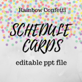 Editable Rainbow Confetti Schedule Cards