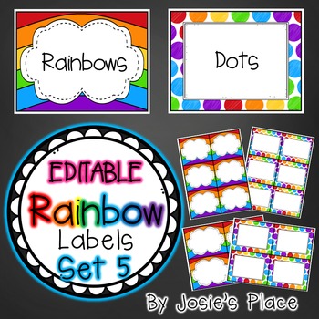 Preview of Editable Rainbow Labels Set 5