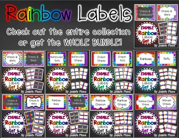 Editable Rainbow Labels Set 5 by Josie's Place