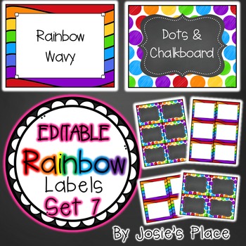 Preview of Editable Rainbow Labels Set 7