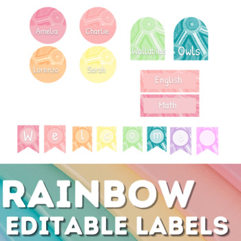 Preview of Editable Rainbow Labels and Banner (Four Styles) [First Nations Australia]