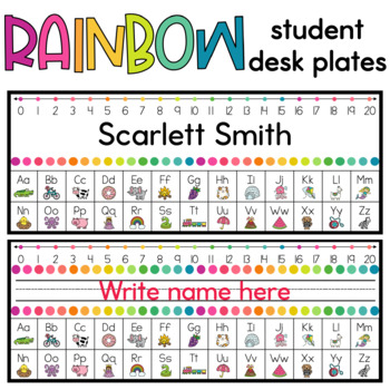 Preview of Rainbow Name Tags | Rainbow Desk Name Plates | Classroom Decor