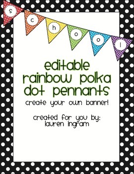 Preview of Editable Rainbow Polka Dot Pennant Banner